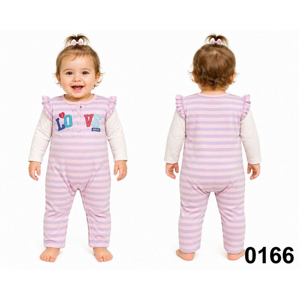 Child of Mine by Carter’s “LOVE” Striped Long-Sleeve Romper 12M- 0166